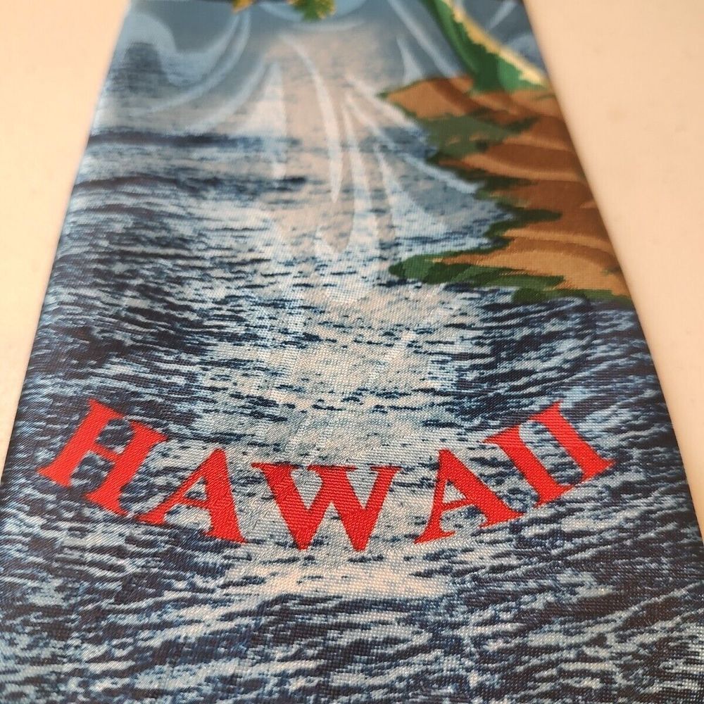 STEVEN‎ HARRIS Hawaii Silk Sunset Palm Trees Ocean NECK TIE Holiday Vacay - Picture 2 of 8